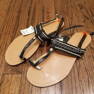 BRAND NEW Tommy Hilfiger Women's Black and White Sandals Size 9.5